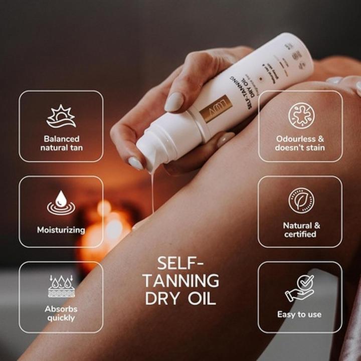 Actual product image Luuv Self Tanning Dry Oil 100ml Light Tone Ecocert COSMOS Natural Certified (Self tanning oil, 100 ml)