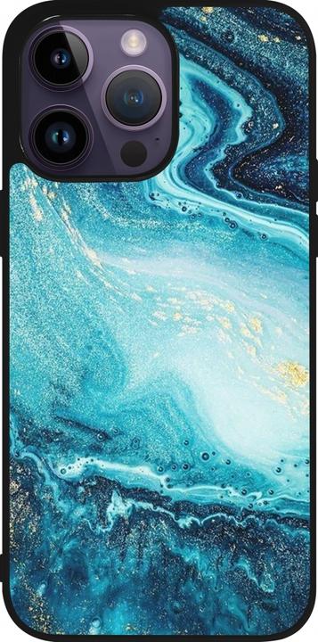 Actual product image PhoneLook Coque Silicone rigide noir Sea Foam Blue (Apple iPhone 15 Pro Max)