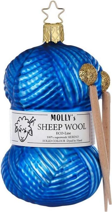 Actual product image Inge Glas Weihnachtskugel Wolle Blau (1x)
