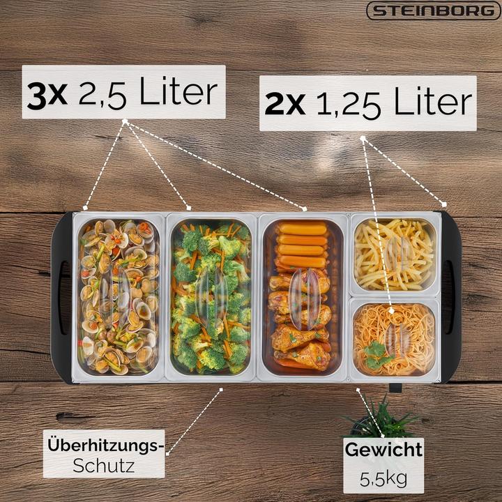 Immagine prodotto Steinborg Buffetwärmer mit 5 Speisebehältern