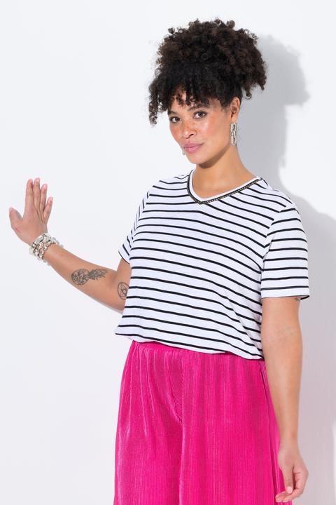 Produktbild Miamoda T-Shirt, A-Linie, Ringel, Ausschnitt-Zierband (42)