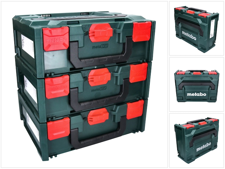 Produktbild Metabo metaBOX 145 Set 3x System Werkzeug Koffer Stapelbar 396 x 296 x 145 mm - ohne Einlage (3 Teile)