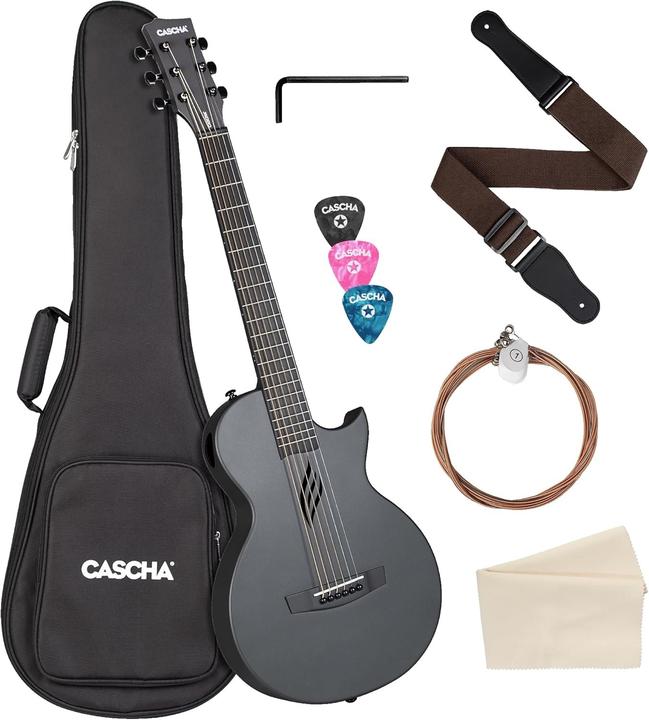 Actual product image Cascha Carbon Fiber Acoustic Guitar for Beginners and Travel (Acoustic guitar, Carbon fibre, Carbon fibre, Carbon fibre)
