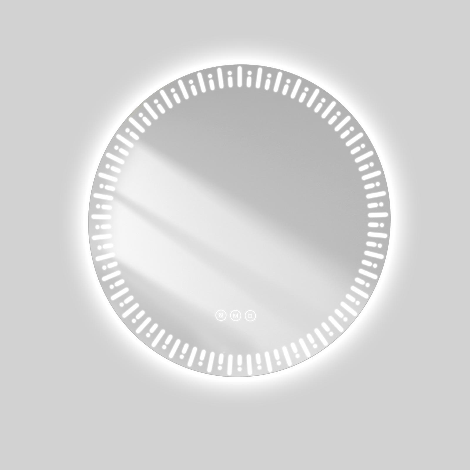 Emke, Spiegelschrank, Badspiegel mit Beleuchtung Φ70cm,Beschlagfrei, 3 Farbtemperaturen(3000K-6500K) und dimmbaren