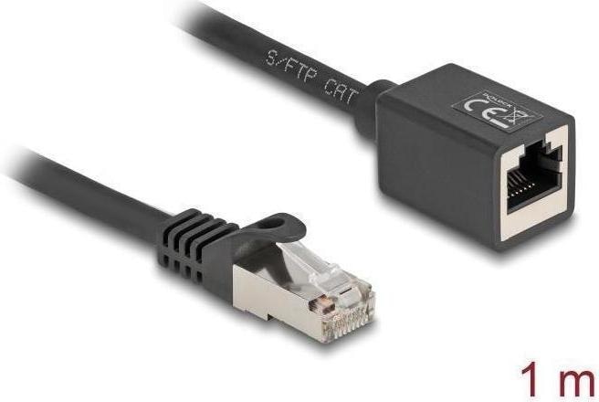 Produktbild Delock Netzwerk Verlängerungskabel RJ45 Stecker zu RJ45 Buch (S/FTP, CAT6a, 1 m)