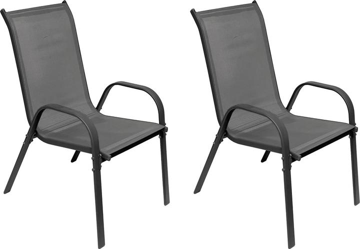 Actual product image Mojawo 2 pieces stacking chair metal - textile colour anthracite - anthracite