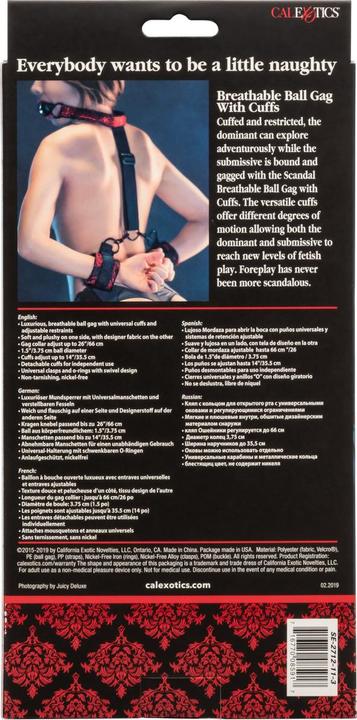 Actual product image CalExotics Breathable ball gag with handcuffs