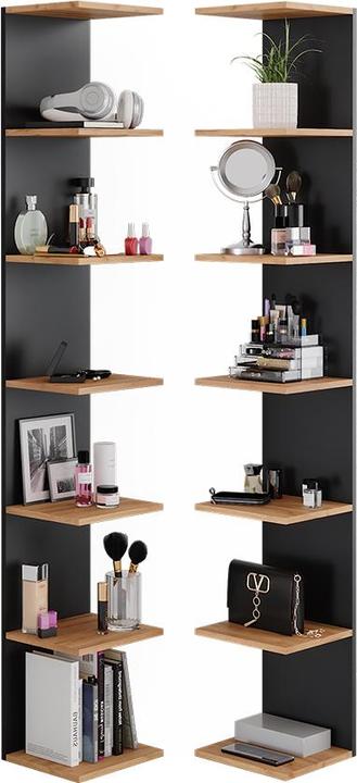 Immagine prodotto Vicco Mensola a muro Paolo, Antracite/oro power oak, 28 x 190 cm Set di 2