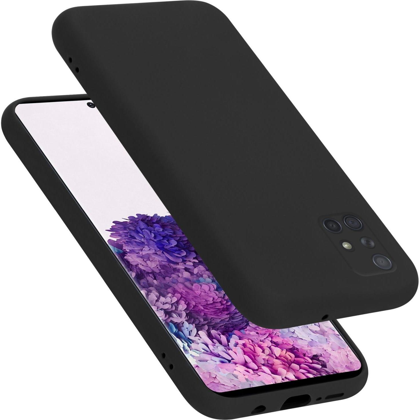 Cadorabo TPU Liquid Silicone Case Cover (Samsung Galaxy A71), Smartphone Hülle, Schwarz