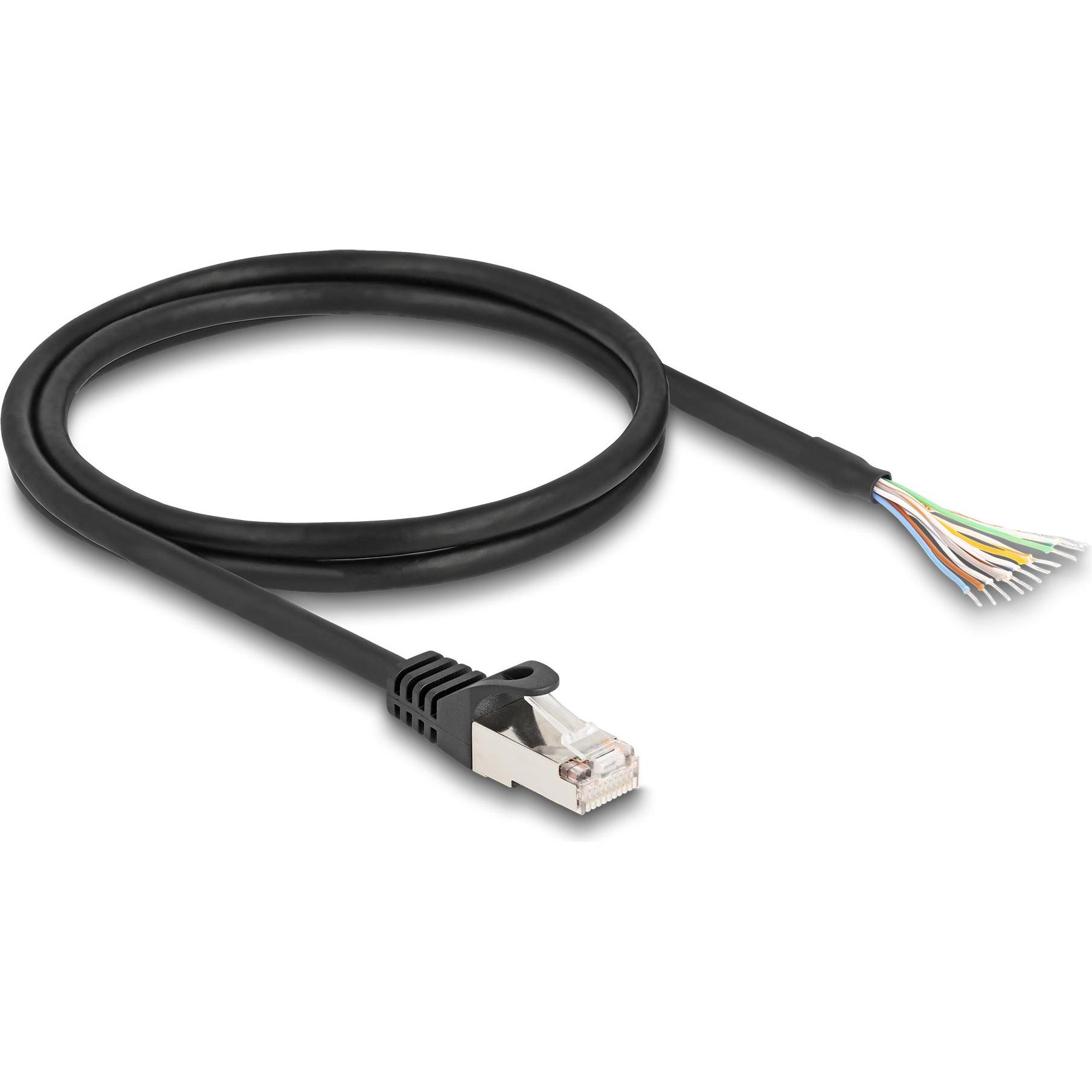 Thumbnail - Delock Kabel RJ50 Stecker zu offenen Kabelenden S/FTP 1 m schwarz (S/FTP, 1 m), Netzwerkkabel