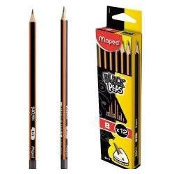 Maped, Bleistift, M850024 Bleistifte Black'Peps, B, 12 Stück, schwarz/orange (B, 12 x)