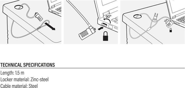 Produktbild ACT Notebook lock, 1,5m, number lock