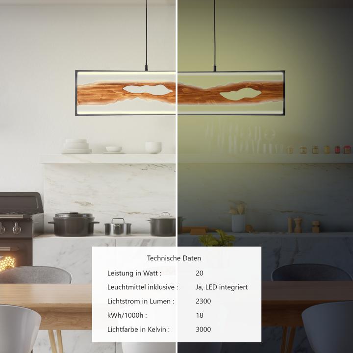 Produktbild Brilliant Chaumont LED Pendelleuchte 100cm schwarz/holz