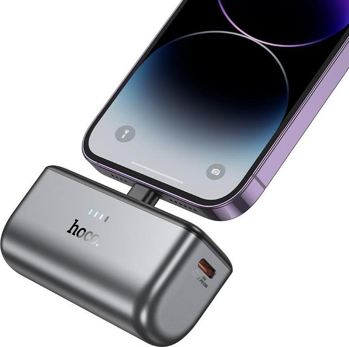 Actual product image Hoco - Q31 Ingenious PD20W Powerbank, 5000mAh, Lightning-Anschluss, tragbar, schwarz (5000 mAh, 20 W, 18.50 Wh)