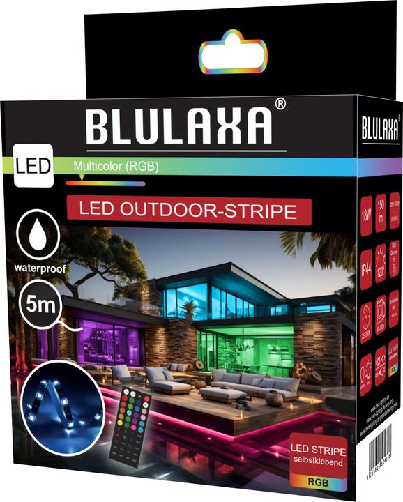 Actual product image Blulaxa LED Strip 50954, 5m, 18W, 150lm, RGB, Fernbedienung, IP44 (RGB, 500 cm, Outdoor)