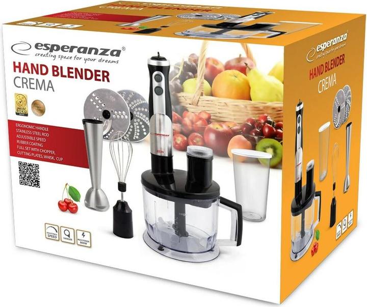 Actual product image Esperanza EKM004 Blender 0 6 l Blender Black Silver Transparent 800 W