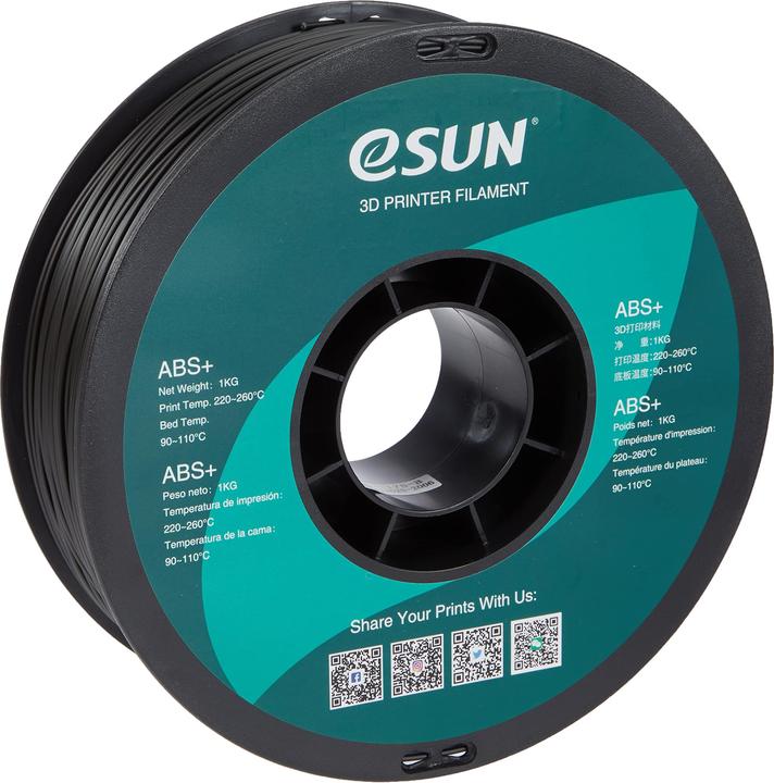 Image du produit eSUN Filament 3D ABS+ 1,75mm Black 1kg (ABS, 1.75 mm, 1000 g, Noir)