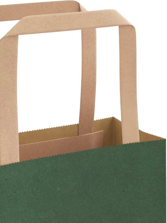 Produktbild VidaXL Kraftpapiertüten 250 Stk. mit Henkel Grün 32x17x25 cm Papiertüte (Geschenktüte, 250 x)