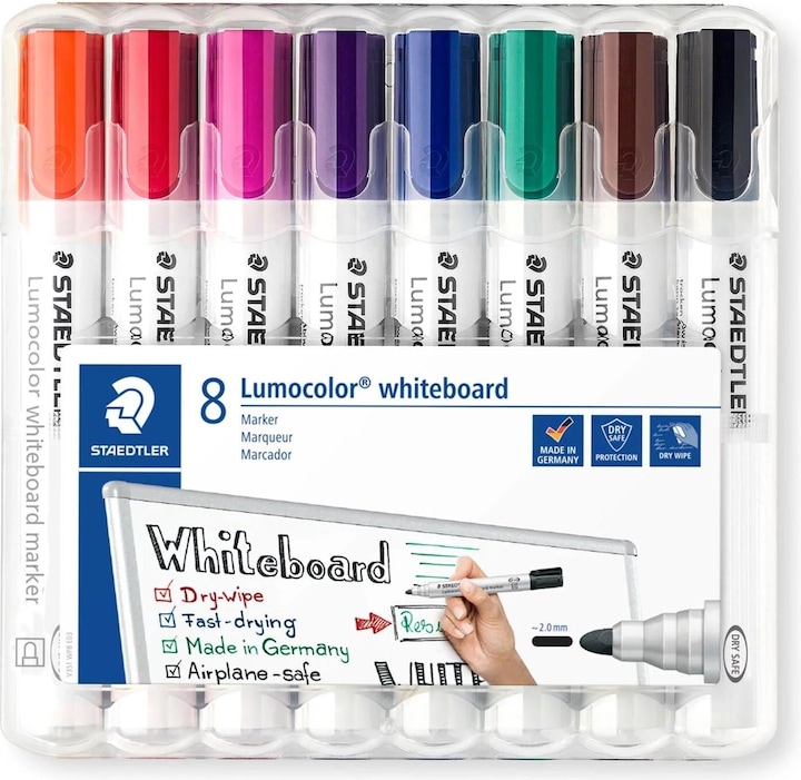 Staedtler Lumocolor 351 (Arancia, Viola, Blu, Verde, Marrone, Rosso, Nero, Pink, 2 mm, 8 x)