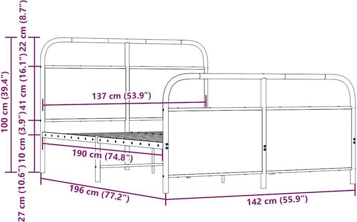 Immagine prodotto vidaXL Letto senza materasso (137 x 190 cm)