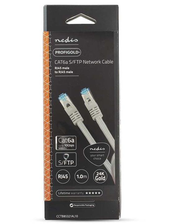 Produktbild Nedis Cat 6a Kabel S/FTP | RJ45 Stecker | RJ45 Stecker | 1m | Snagless | Rund | Geflochten / PVC | S (S/FTP, CAT6a, 1 m)