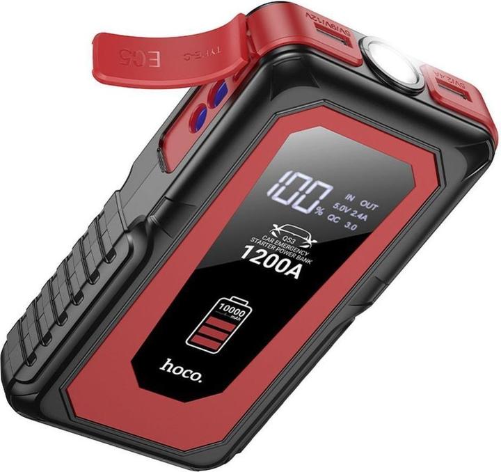 Hoco Power bank powerbank 10000 mAh with car emergency starter 2,4A 18W QS3 black (18 W)