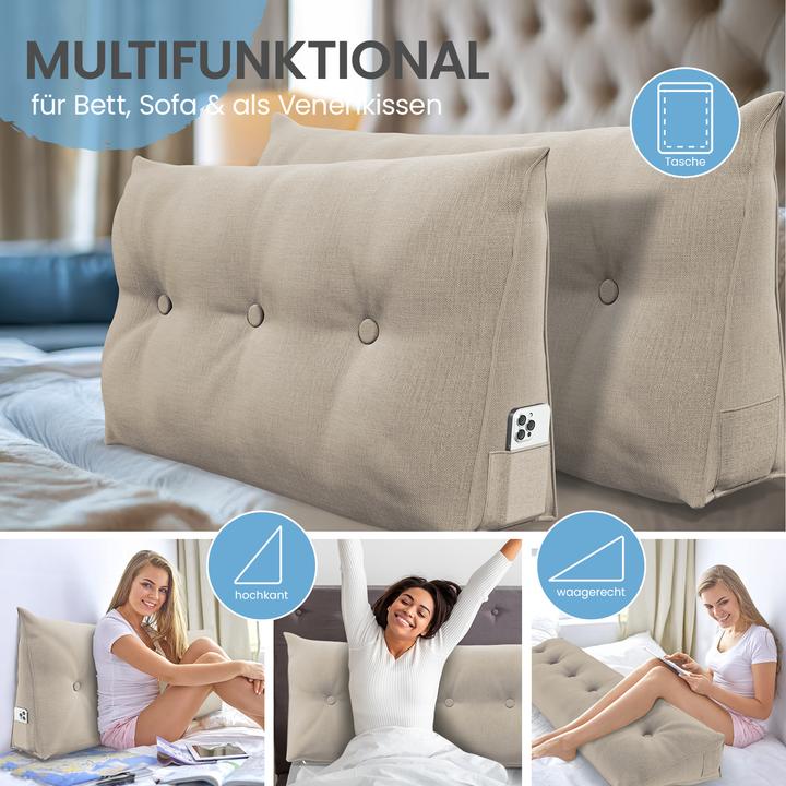 Actual product image Aktivshop Bett- und Rückenstützkissen >Sand< 180cm (100 x 20 x 50 cm)