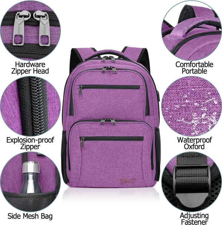 Produktbild Only-Bags.Store Rucksack, Schulrucksack wasserdicht Arbeit Laptop mit USB-Ladeanschluss, Reisen Wanderrucksack (32 l)