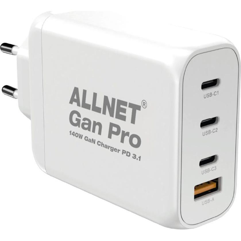 Allnet Ersatznetzteil QC USB-C PD 3.1 GaN Netzteil Power Supply 140 Watt 1x USB Typ-A 3 (140 W), Alimentatore PC