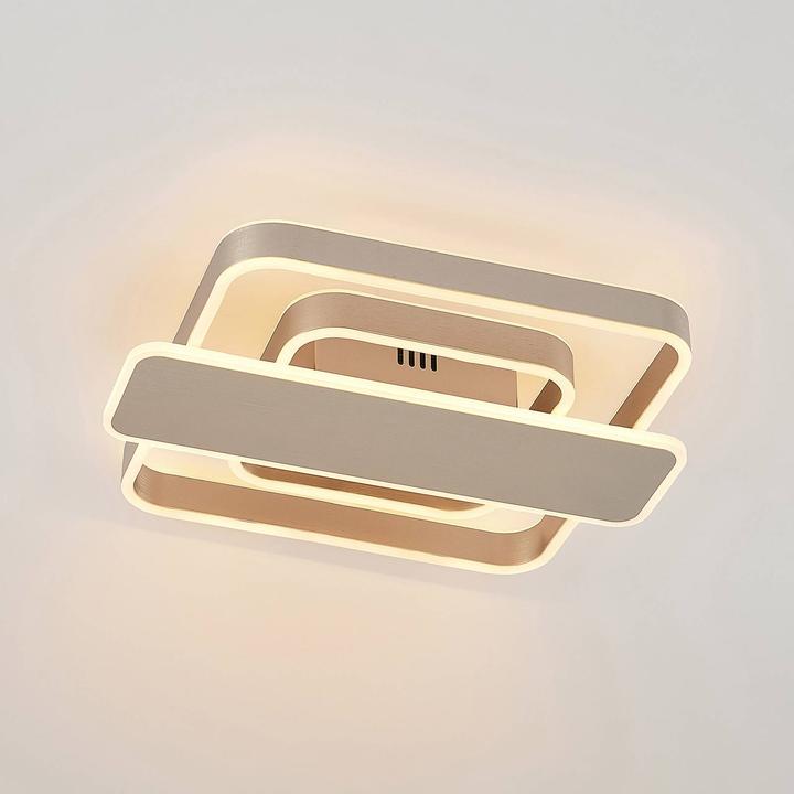 Actual product image Lucande Linetti LED Ceiling Lamp angular nickel 40cm (1545 lm)