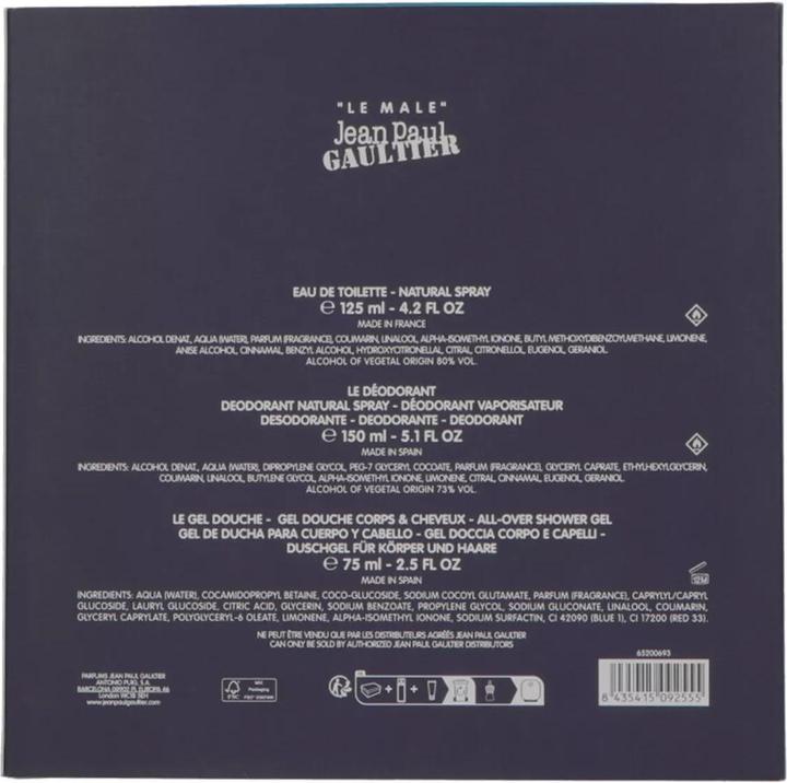 Produktbild Gaultier Le Male Eau De Toilette Spray 125ml Set 3 Artikel (Parfum Set)