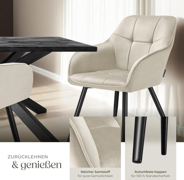 Actual product image tectake chair Marilyn, velvet look, quilted
