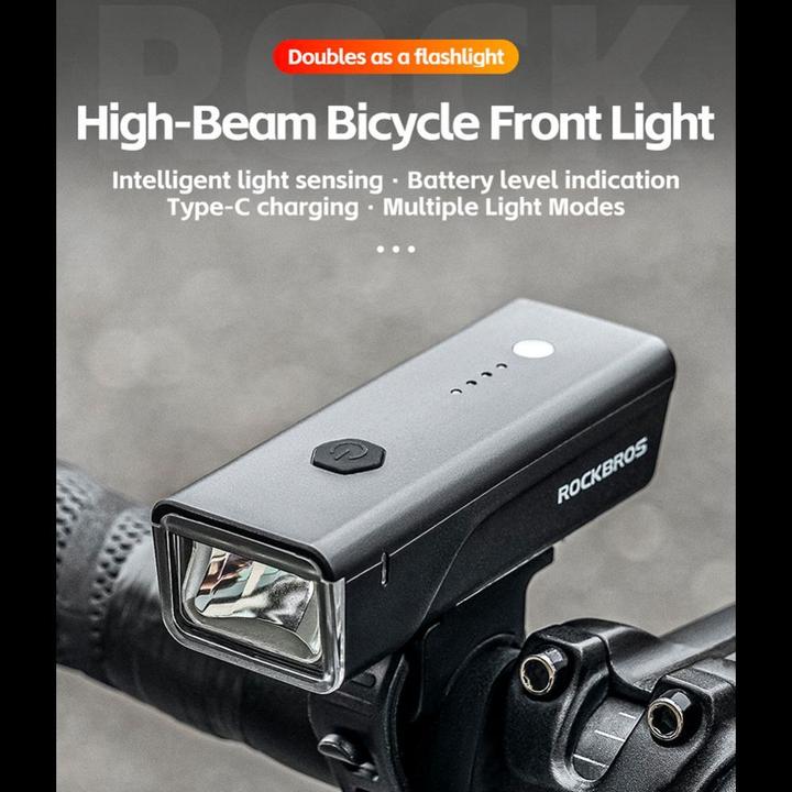 Actual product image Rockbros 24510003001 front bicycle light 260 lm + USB-C - USB-A cable - black (260 lm, 260 lm)