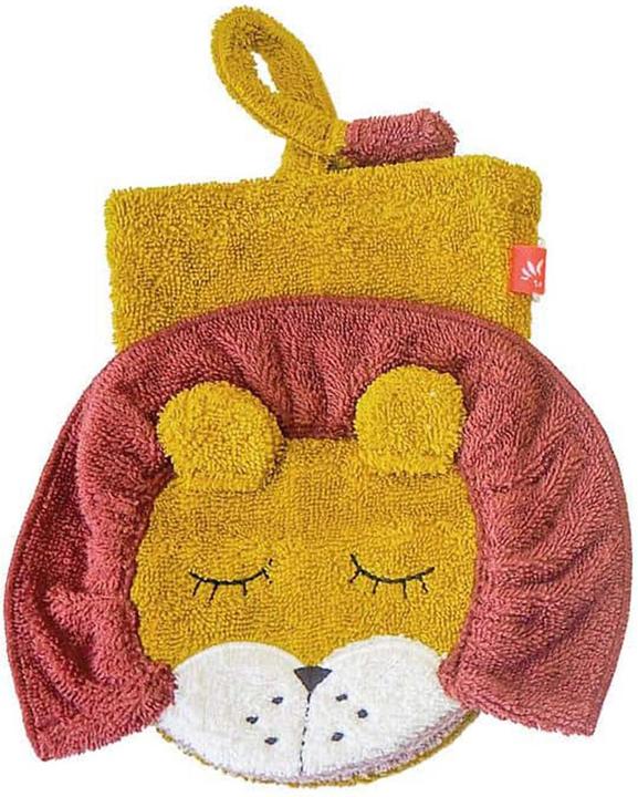 Image du produit Kikadu Gant de toilette Lion jaune moutarde (GOTS)
