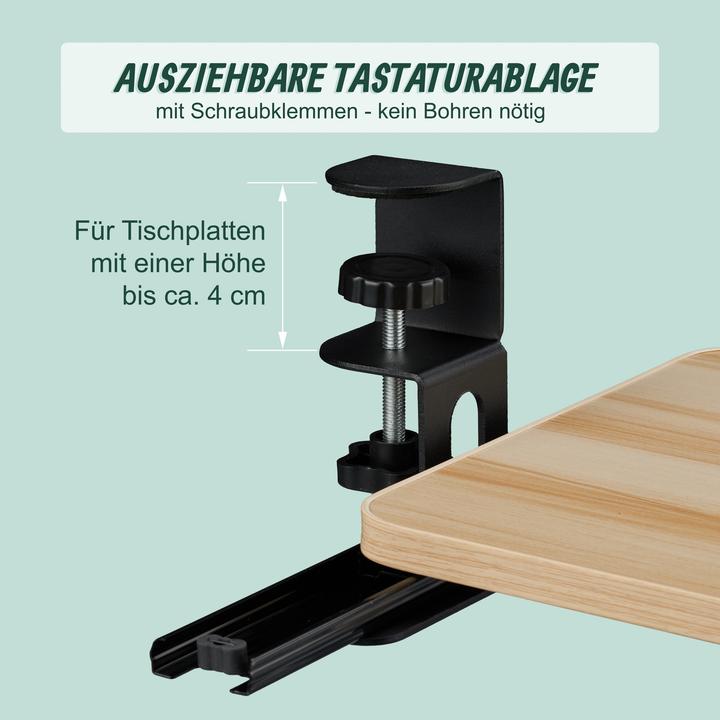 Productafbeelding Relaxdays Ausziehbare Tastaturablage zum Klemmen