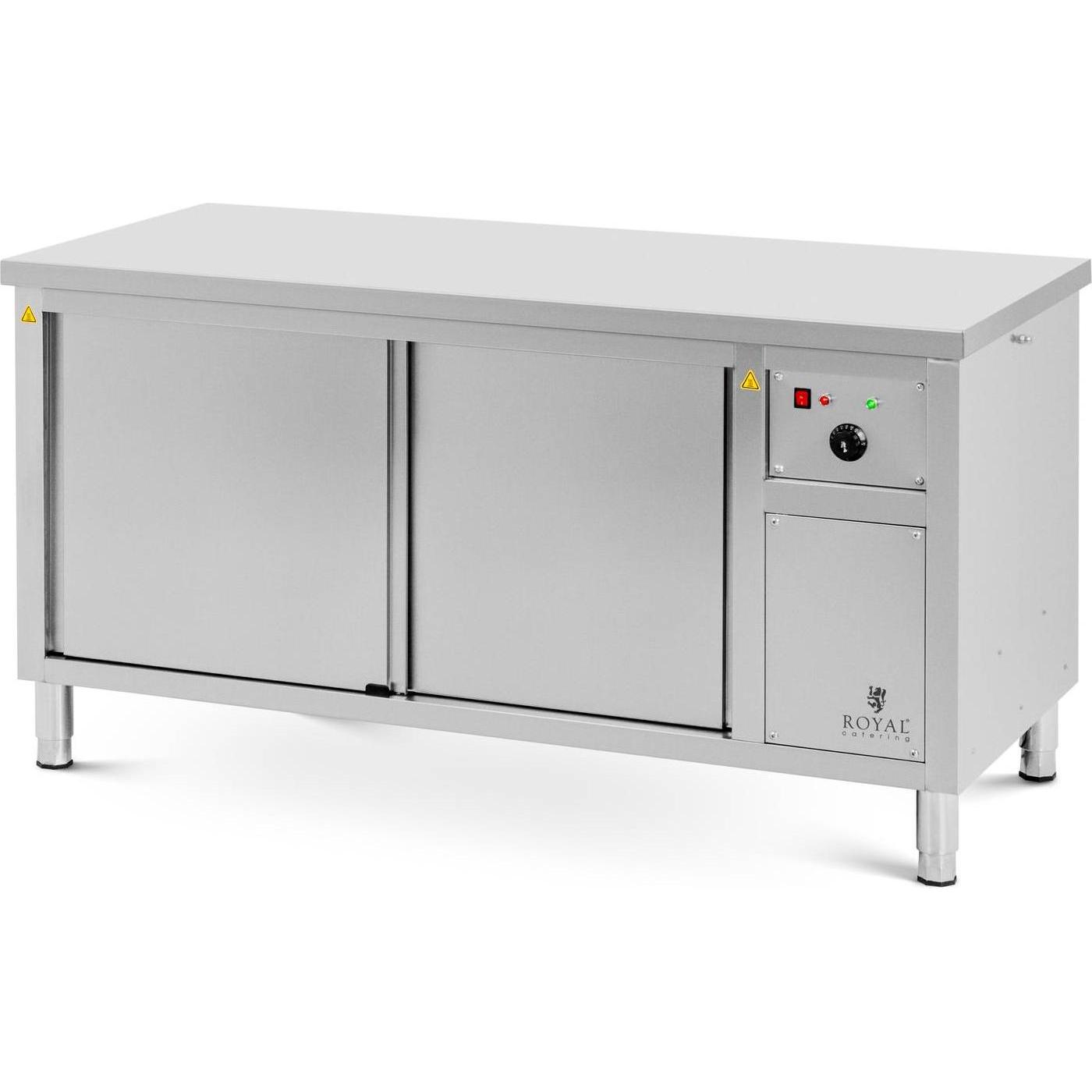 Royal Catering Wärmeschrank 160 x 70 x 85 cm Tellerwärmer 80 °C Edelstahl (304) Warmhalteschrank, Warmhalteplatte, Silbe...
