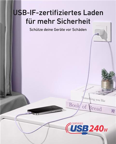 Immagine prodotto Anker USB-C beidseitig 1.8m, 240W USB-C Cable Pink (1.80 m, 240 W)