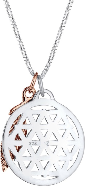 Image du produit Elli mit Lebensblume Feder Anhänger Bi-Color Silber (Argent Sterling, 45 cm)
