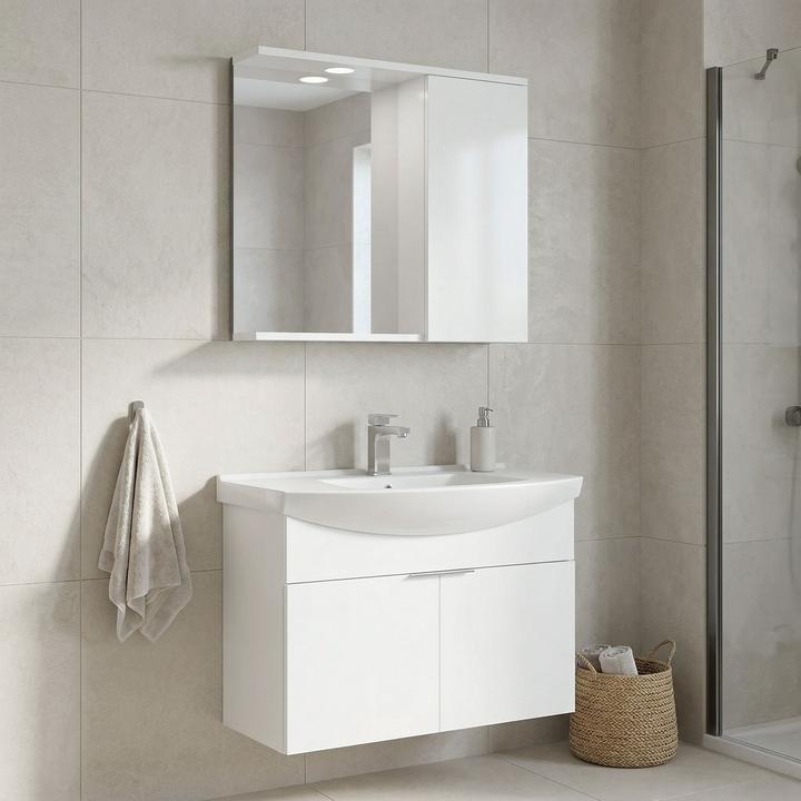 Produktbild Homitis Purus 80 Bathroom Cabinet With Sink & Mirror Set (2 Pieces)