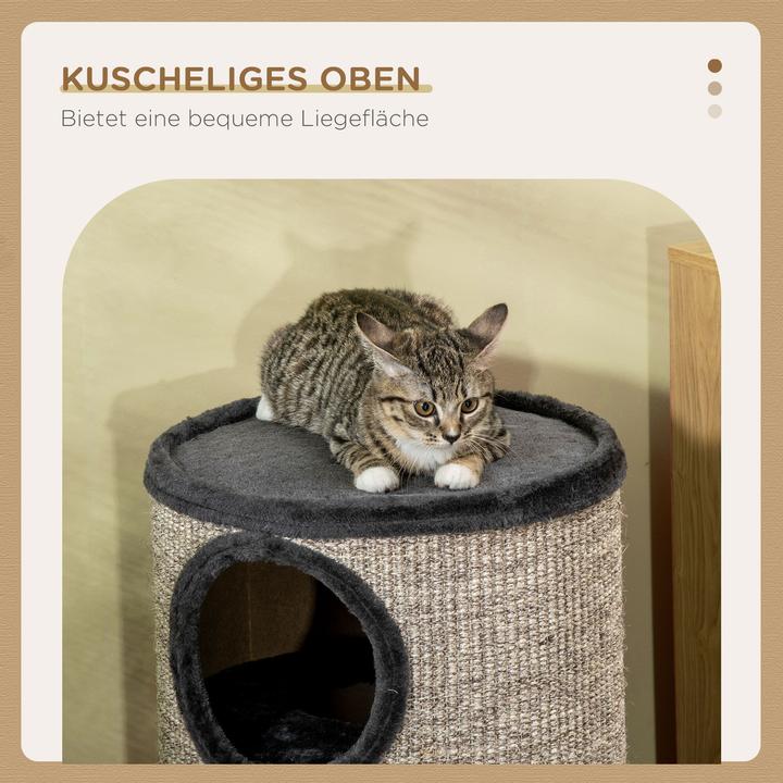 Actual product image PawHut Scratching bin with 3 caves (70 cm, Grey)