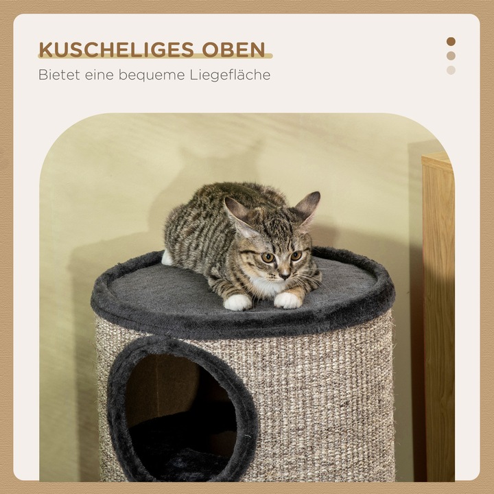 Immagine prodotto PawHut Cestino per grattini con 3 vani (70 cm, Grigio)