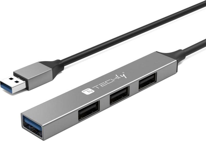Actual product image Techly USB-A 3.2 Hub mit 4 schlanken USB-A-Ports aus Metall Hersteller: (IUSB32-HUB4A-3U2SLS) (USB-A, 4 ports)