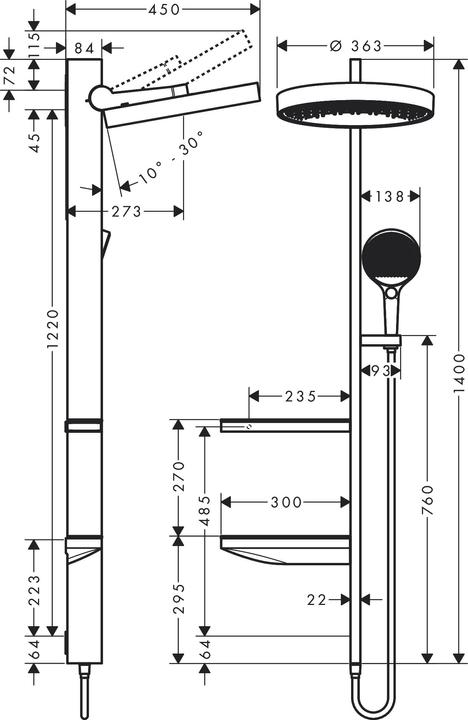 Actual product image hansgrohe Rainfinity Showerpipe 360 1jet concealed : Colour - Matt White
