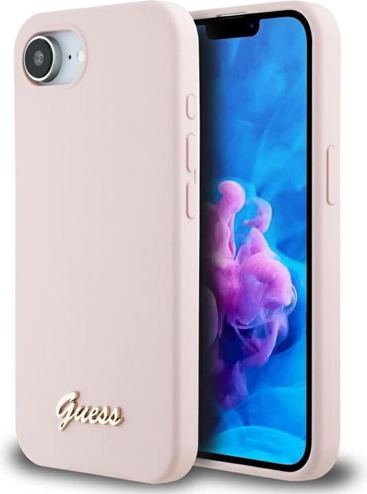 Guess - Silicone Script Metal Logo (GUHMPSE4SMBSLP) - iPhone 16e - Pink