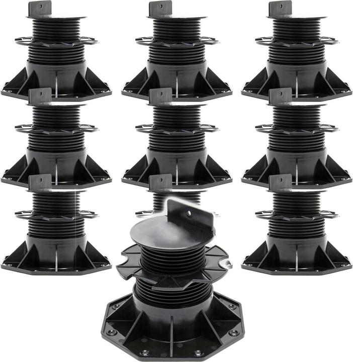 Image du produit XPOtool Plots de terrasse Set 10x Charge 2700kg Réglage en hauteur 60-128mm Lames Dalles Piscine (10x, 18.80 x 18.80 cm)