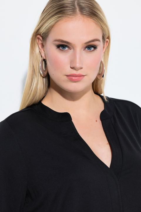 Actual product image Ulla Popken Split Neck 3/4 Sleeve Modal Blend Tee (54, 56)