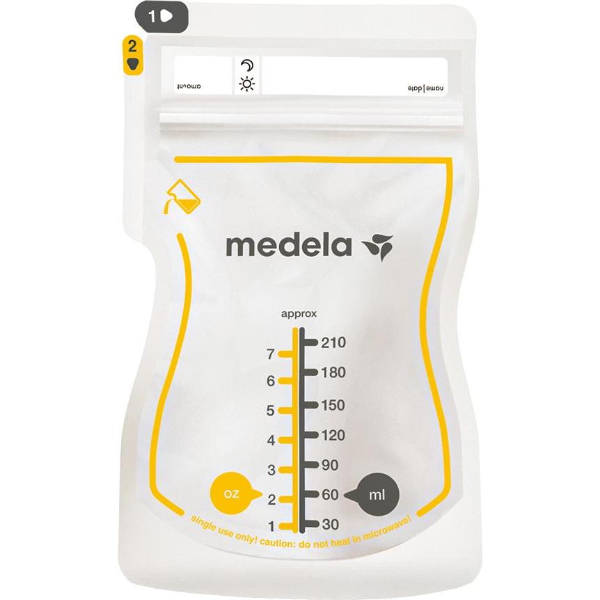 Medela, Contenitore pappa + latte, - Easy Pour breast milk storage bags - 25 pcs - 210 ml