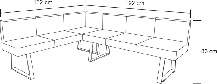 Actual product image HTI-Living Eckbank 152 x 192 cm Vemal kurzer Schenkel links (192 cm)