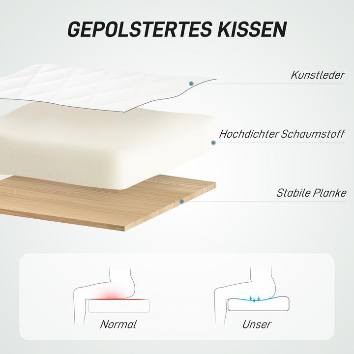 Produktbild Homcom Bürostuhl Kunstleder, Schaumstoff Weiss (45 - 55 cm)