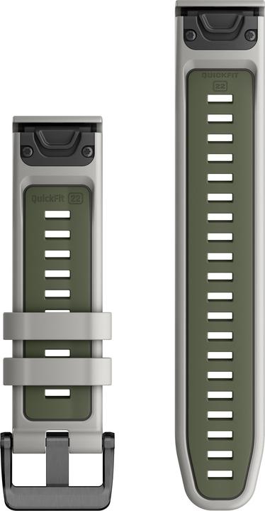 Productafbeelding Garmin Siliconen polsband, Quickfit, 22 mm, zwart/mosgroen (22 mm, Silicone)